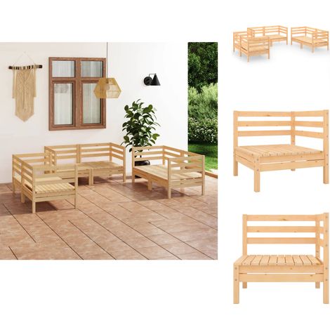 Gartenmöbel-Sets - Living 6-tlg. Garten-Lounge-Set Massivholz Kiefer (1/5)