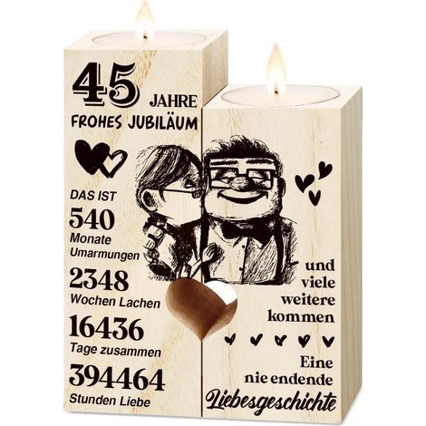 Kerzenständer Holz Messinghochzeit 45 45. Hochzeitstag Geschenke (1/5)