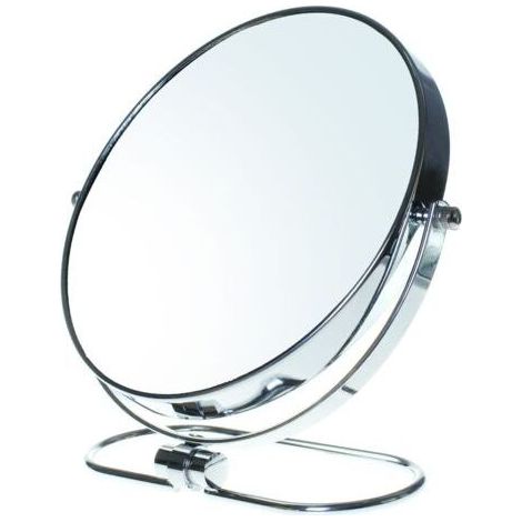 Miroir Maquillage Pliable, x10 Grossissement, 8" Cosmétique sur Pied pour Chambre et Voyage, Ø 20 cm de Table, Double Visage Tournant de Rasage (1/5)