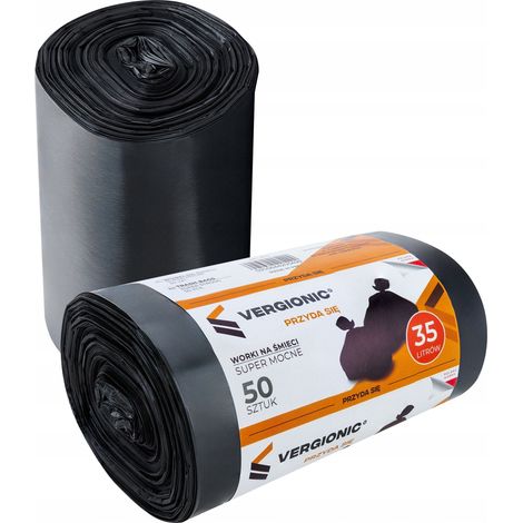 Sacchi per la spazzatura da 35 l, 50 pezzi per il bidone. Resistenti. Spessi. VERGIONIC 35 l