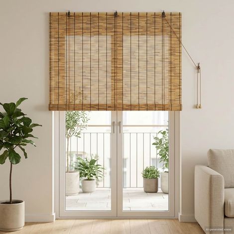 vidaXL Estor enrollable Marrón 140 x 220 cm Caña (1/5)
