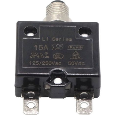 Disjoncteur thermique - Unbrand - 15A - Tension 125-250V AC - 50V DC - Protection contre surcharges - Réarmement manuel (1/5)