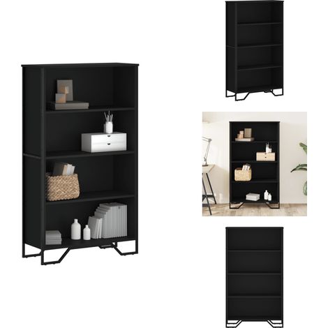 Bibliothèque noir 80x31x137,5 cm bois d'ingénierie - Bibliothèque - Bibliothèques - Étagère - Armoire De Rangement (1/5)