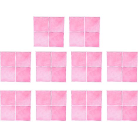 10 feuilles de carreaux de crédence 15 x 15 cm, autocollants muraux roses, faciles à poser, pour cuisine, salle de bain et buanderie. (1/5)
