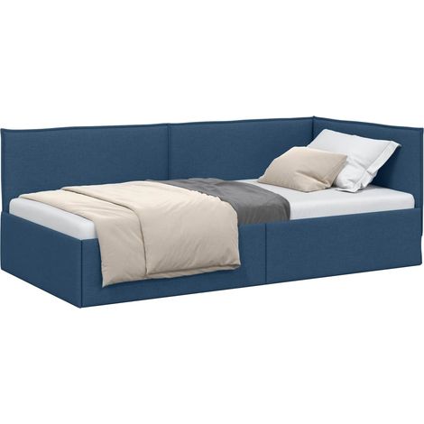 Maison Exclusive - Cornice del letto ad angolo Blu 100 x 200 cm Tessuto