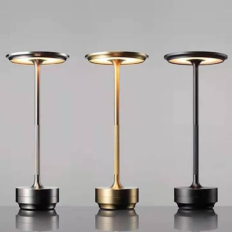 Lampe sans fil LED avec protection oculaire, lampe de table sans fil rechargeable, lampe sans fil noire à réglage tactile trois couleurs. (1/5)