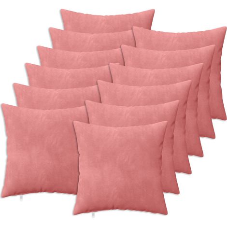 Housse de coussin 12 pcs HEERLEN Rose 50 x 50 cm Velours (1/5)