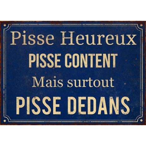 Plaque en métal humour 21 x 15 cm Pisse heureux (1/2)