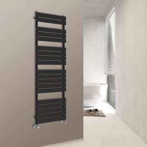 WarmeHaus 1800x600mm Flat Panel Heated Towel Rail Central Heating Towel Warmer for Bathroom Kitchen Black (1/5)