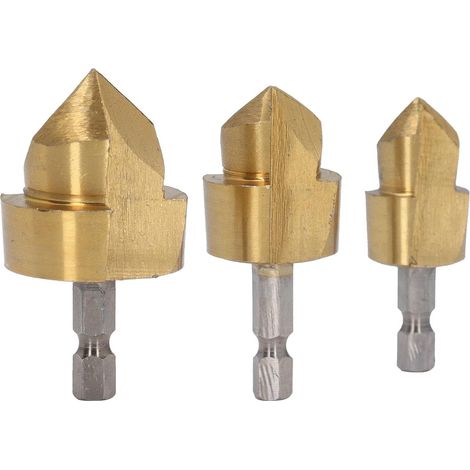 PPR Lifting Drill Bit Set, 3 Pieces, 15-31mm Hex Shank, 1/4 Inch, High Carbon Steel Coating for Pipe Expansion and Opening Holes (1/5)