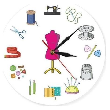 Wanduhr Schneiderei Nähetikett Moderne Wanduhr Schild Wanduhr (1/4)