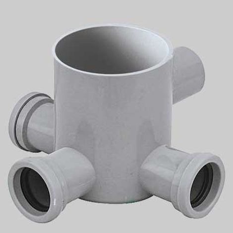 POZZETTO GRIGIO BASSO 3 VIE DM 100 - H 120 Ø 40 Usc. Ø 50