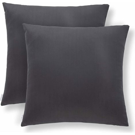 Housse de Coussin 45x45 Lot de 2 Taies d'oreiller Décoratives Revêtement Extérieur Coton Effet Soie Anti-Acariens Hypoallergénique Lavable Double Face pour Lit et Chaise de Meubles Modernes Lefou (1/5)