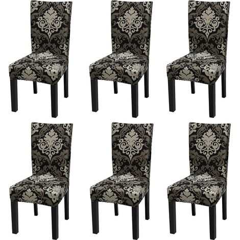 Housse de Chaise Extensible, Lot de 6 Housses Amovibles et Lavables pour Cuisine et Salle à Manger, Respirantes, Douce et Confortable, Déco pour Hôtel, Mariage, Banquet (1/5)