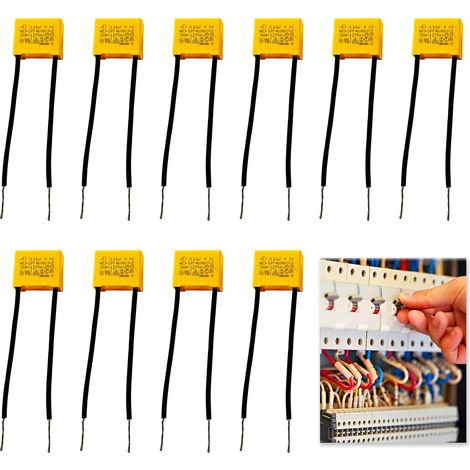 10 Pièces Condensateurs de Sécurité, Suppression des condensateurs, 0.33µF 275V, Type X2, pour Suppression des Interférences Différentielles, Adaptés pour Appareils Électroniques et Électroménagers (1/5)