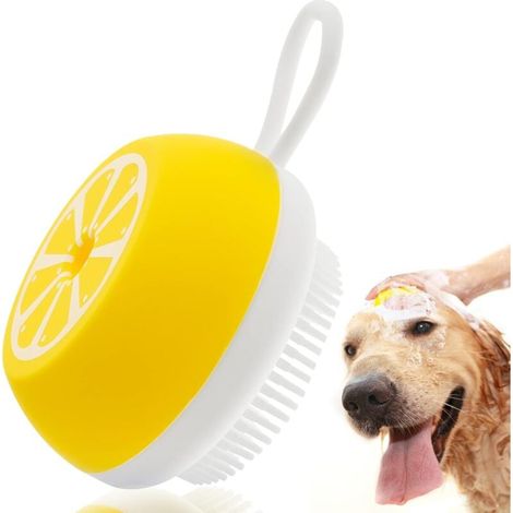 Brosse de bain en silicone pour chien, brosse de toilettage douce pour animaux de compagnie, brosse de shampooing pour chat et chien, brosse de massage pour nettoyage des fourrures, outil de (1/4)