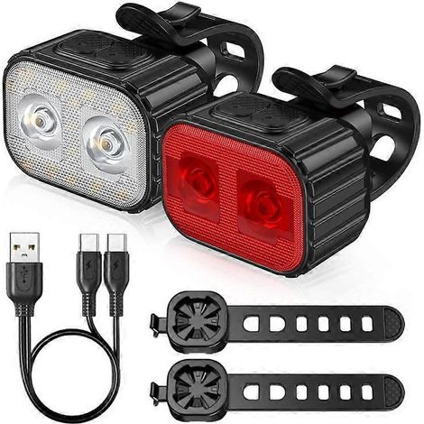 Lampe de vélo LED étanche IPX6, rechargeable par USB, avec 8+12 modes d'éclairage. (1/5)