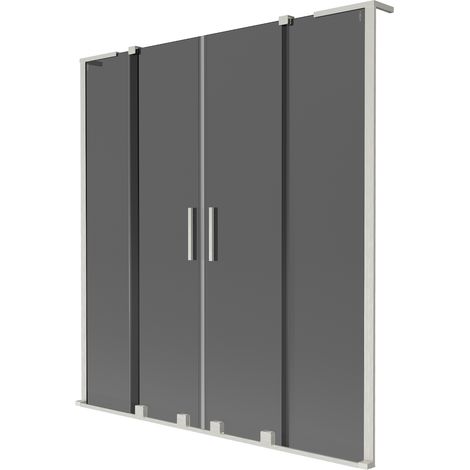 Mexen Velar L Duo Badewannenfaltwand 2-flügelig verschiebbar 140 x 150 cm, Graphit, gebürsteter Nickel - 896-140-003-42-97 (1/2)