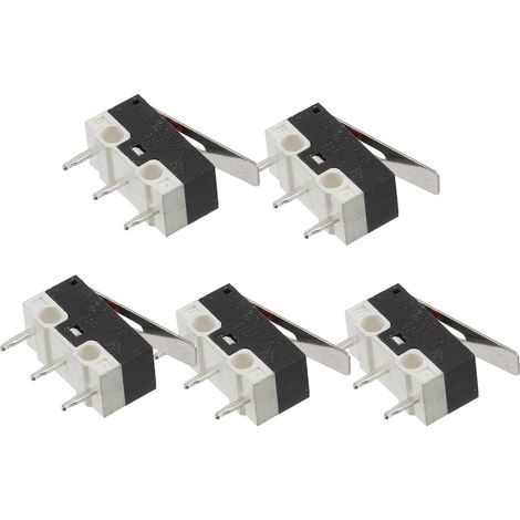 5 Pièces Micro Interrupteur Électrique Étanche Levier Long en Métal, Bouton Poussoir Momentané Noir pour Équipements Électroniques et Jouets (1/5)