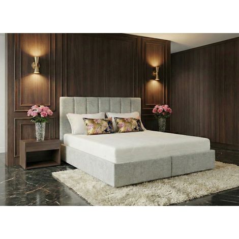 Lit Boxspring Vibe - Gris clair - 200x200 Cm - Lit Double - Élégant - Sans matelas (1/5)