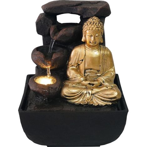 Arum Lighting – Fontaine d'intérieur Bouddha SHAGMA – Hauteur 16.5 cm – Largeur 13 cm – Pompe silencieuse intégrée – Ambiance zen relaxante