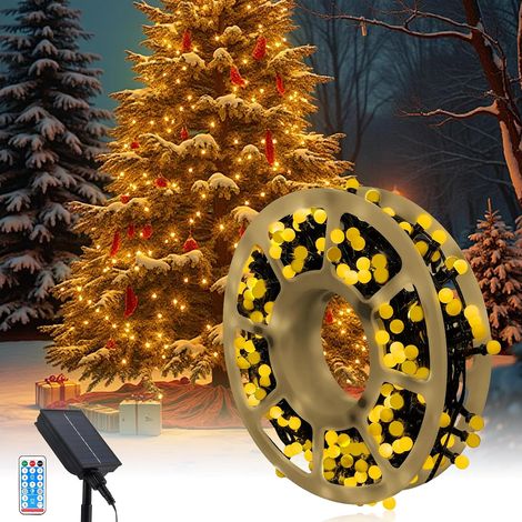 Guirlande Lumineuse Solaire de Noël, 13 M 300 LEDs Étanche Extérieur Boule Lumineuse avec 8 Modes, Portable Enroulable Lumineuses Solaire pour Décorer Sapin de Noël, Jardin, Cour, Porche (1/5)