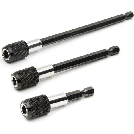Support d’embouts 6,35 mm de Tournevis Magnétique à Tiges Hexagonales - 6 cm, 10 cm, 15 cm - Ensemble d’extensions pour vis, écrous et n’importe quels foret et tournevis à main , noir (1/5)