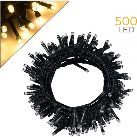CATENA LUMINOSA LED GIALLA DA 25 METRI CON CAVO VERDE LUCE CALDA - ILLUMINAZIONE PER ESTERNI E INTERNI (1/5)