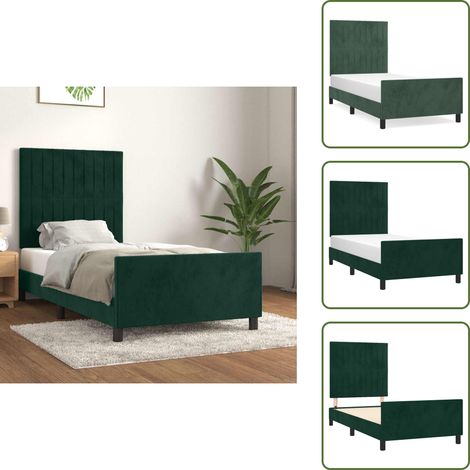 Bettgestell ohne Matratze Dunkelgrün 100x200 cm Samt - Samtbett - Doppelbett - Boxspringbetten - Hochbett - Lattenrost