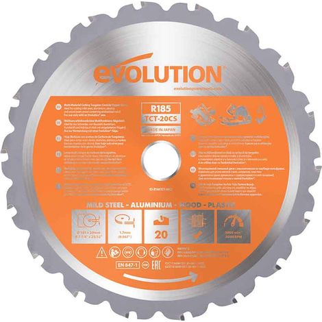 Evolution R185TCT-20CS Multi-Material Saw Blade 185 x 20mm x 20T EVL185MULTCS