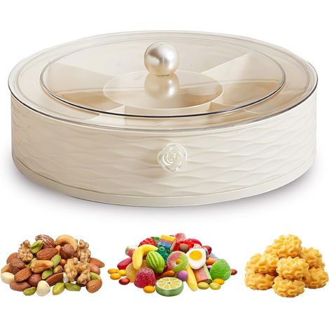 Boîte à collations moderne et luxueuse avec couvercle Plateau organisateur élégant pour fruits secs, noix et friandises, idéal pour le salon ou pour offrir (1/5)