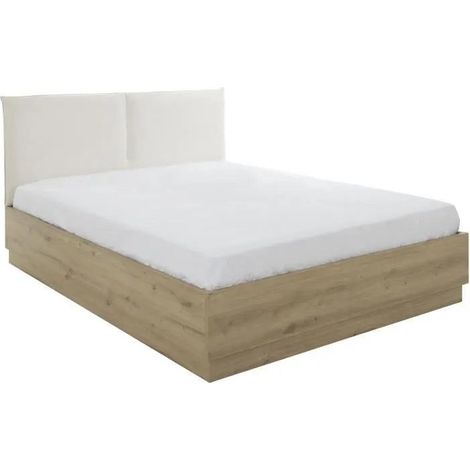 Gami Géorgia Bett mit Stauraum Eiche und Ecru 160x200 cm