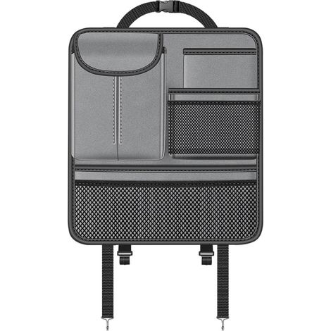 Sac de rangement dossier siège auto multifonction, organiseur accroché au dossier arrière pour téléphone, portefeuille, lunettes, boîte à mouchoirs - Gris (1/5)