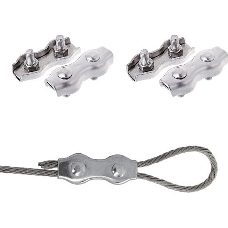 Serre Cable Acier, Serre Corde, Duplex Clips, M4 Double Serre-Câbles, Double Serre Câbles Inox (1/5)