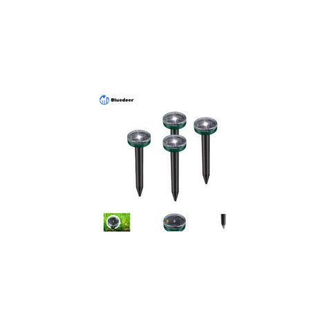 Set mit 4 solarbetriebenen Ultraschall-Ratten- und Maulwurfsabwehrgeräten, Gartenschädlingsabwehr für Gärten und Rasenflächen - Crezuo