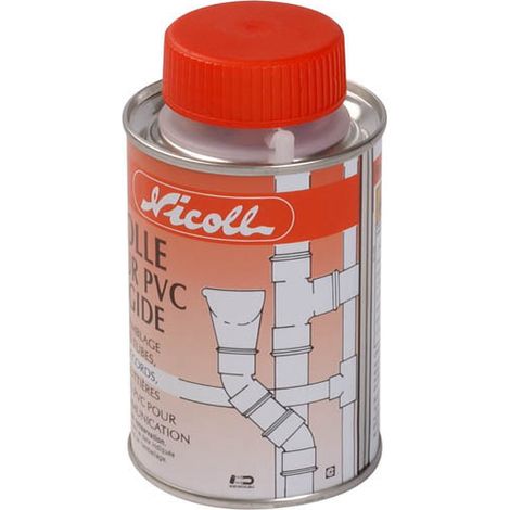 Nicoll – Pot de colle PVC solvant fort 200ml – Colle pour tubes et raccords PVC – Pinceau incorporé – Répond aux exigences des DTU