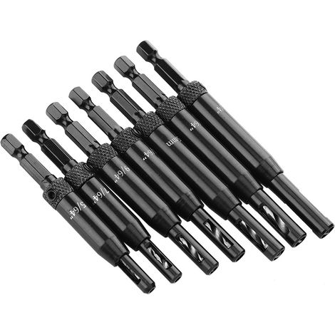 Kit de menuisier professionnel noir 7 pièces pour l'ouverture des trous de charnières, avec 1 clé hexagonale en L. (1/5)