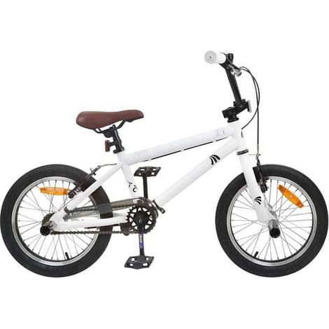 Vélo BMX enfant 18 pouces, convient aux enfants de 7 à 10 ans, blanc.