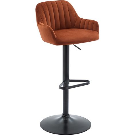 Sgabello da bar Altezza regolabile in Velluto e Metallo Nero Terracotta  - ELEANA (1/4)