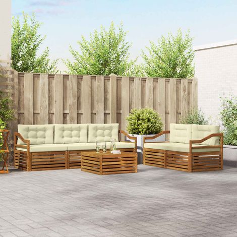 vidaXL Outdoor-Sofagarnitur mit Kissen 6 pcs Natur und Creme (1/5)