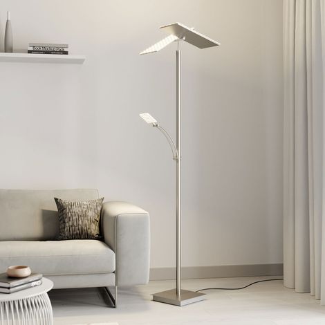 [GEBRAUCHT] B-Ware Lucande Stehleuchte Deckenfluter Parthena Led Nickel Metall Leselampe Wohnbereic