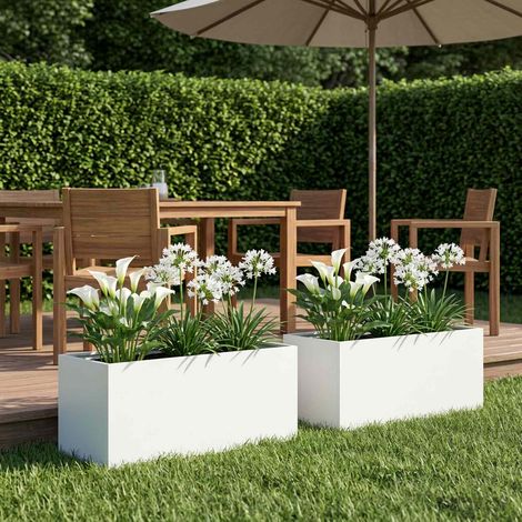 vidaXL Macetero de Jardín 2 uds. Blanco 100 x 40 x 40 cm (1/5)