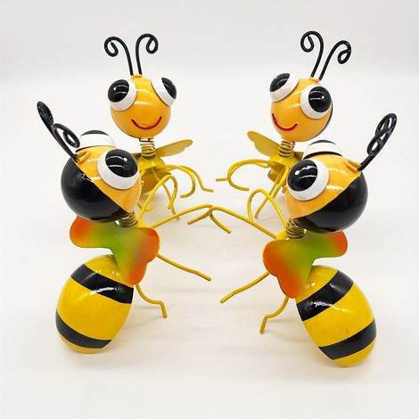 4 décorations murales abeilles en fer forgé - Décoration de cour, de jardin, d'intérieur et d'extérieur, décoration de pelouse (1/5)
