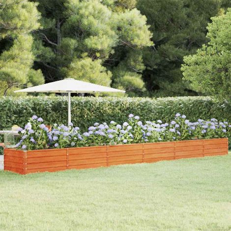 Potager surélevé, finition rouillée, 600 x 80 x 45 cm, acier Corten (1/5)
