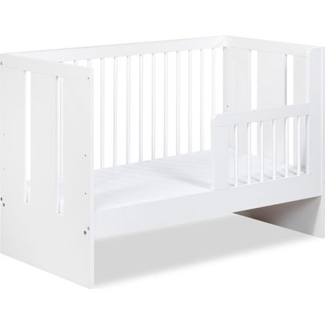 Lit bébé 120x60cm Blanc PAULA barreaux amovible et barrière de sécurité inclus (1/5)