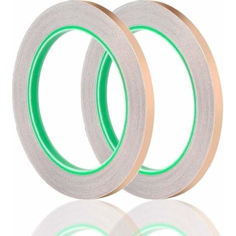 2 Rouleau Ruban Cuivre, 20m x 6mm Bande Cuivre anti Limaces Adhesif Cuivre Double Conducteur, Ruban Adhésif Décoratif Feuille de Cuivre pour Vitrail (1/5)