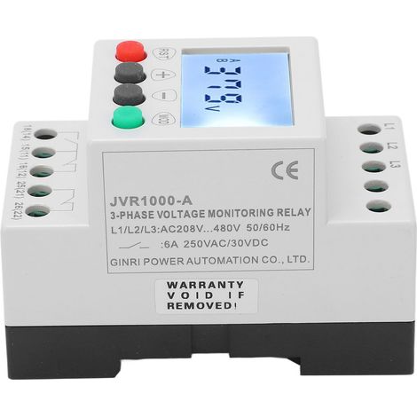 Protecteur de tension triphasé 3 fils, relais de surveillance sur/sous-tension AC 208-480V, moniteur de phase et séquence, protection moteur industriel, disjoncteur électronique 3P. (1/5)