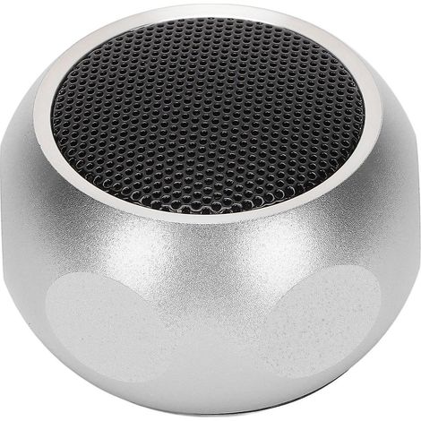 Mini enceinte sans fil Bluetooth 5.0, étanche IPX7 pour une utilisation intérieure et extérieure, 2 h de charge pour 2,5 h d'autonomie, portable, design en alliage d'aluminium, couleur argent. (1/5)