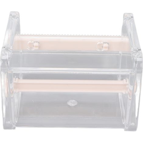 Dispenseur de ruban adhésif transparent avec coupeur - Support visible pour bureau, école, maison - Beige (1/5)