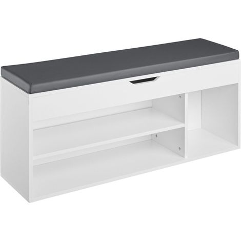 Zapatero con cojín de asiento 104 cm blanco 080000259
